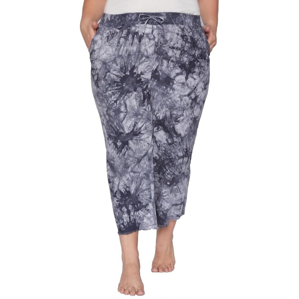 NWT Royalty‎ for Me Women's Linen Button Hem Flood Pants - Charcoal - Sz 2X